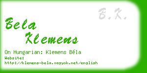 bela klemens business card