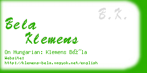 bela klemens business card